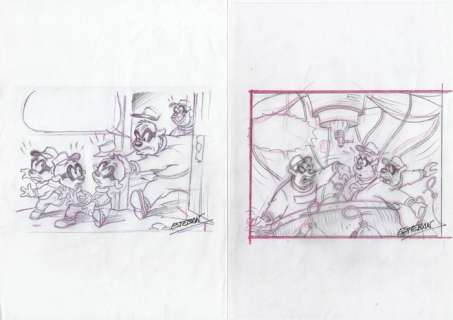 Esteban | The Beagle Boys - 2 Original Sketchdrawings - Esteban | Catawiki