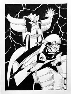 Luciano Bernasconi | UFO Robot Goldrake - illustrazione originale di Lube - firmata - Page volante | Catawiki