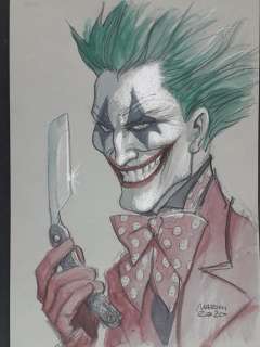 Enrico Marini | Enrico Marini - Illustrazione Originale "The Joker" - Firmata e Datata - Page volante - Exemplaire unique - (2020) | Catawiki