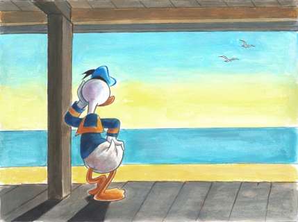Tony Fernandez, Disney Artist | Donald Duck Relax On The Sea - Original Painting - Tony Fernandez Signed - 50 x 35 cm - Acrylic Art | Catawiki