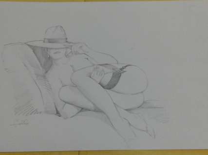 Leone Frollo | Leone Frollo - original artwork "il capello " firmata - Page volante - Exemplaire unique | Catawiki