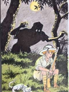 Wasterlain | Hommage Ã  Hergé - Wasterlain - Scène Emblématique Â«Â Tintin au CongoÂ Â» | Catawiki