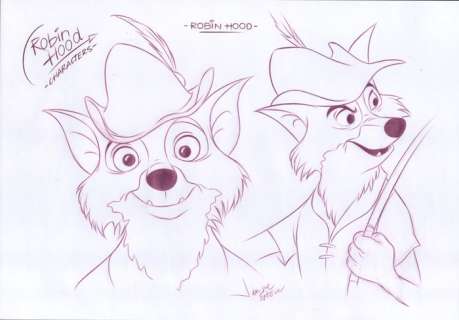 Jaume Esteve, Disney Artist | Robin Hoed - Original Drawing - 42x30cm - Jaume Esteve Signed | Catawiki