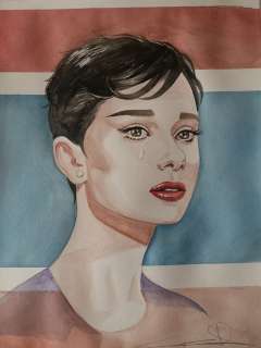 Giuseppe Candita | Julia - illustraz. originale "Tribute to Audrey Hepburn" cm 29x42 - Page volante | Catawiki