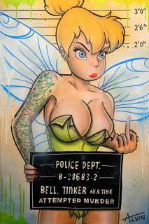 Alvin Silvrants | Tinkerbell Tattoo F the Police! - Original drawing in colour by Alvin Silvrants | Catawiki
