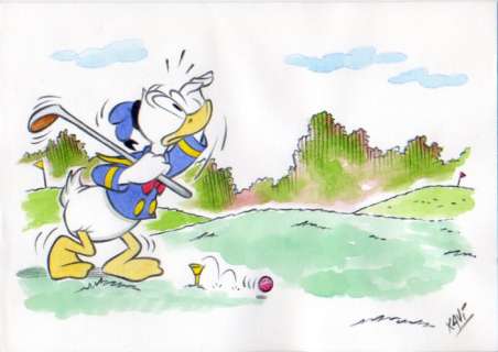 Xavi (Xavier Vives Mateu) | DONALD - Dibujo original - missing the shot golf - XAVI - (2021) | Catawiki