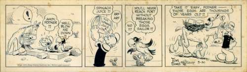 Bela Zaboly | Popeye - Popeye 1947 Daily Strip - Page volante - EO - (1947) | Catawiki