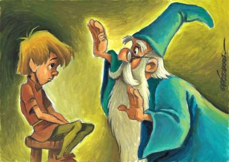 Joan Vizcarra | Merlin & Arthur [The Sword in the Stone] - Original Painting - Joan Vizcarra - Acrylic Art | Catawiki