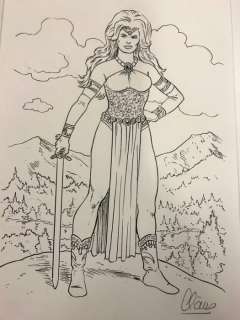 Scholz, Claus | Claus Scholz - Originele tekening - De Rode Ridder - Galaxa - Page volante | Catawiki