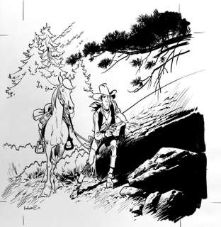 Matthieu Bonhomme | Bonhomme, Matthieu - Illustration originale en encre de Chine publié Lucky Luke (L’homme qui tua Lucky Luke) - (2015) | Catawiki