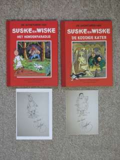Willy Vandersteen | Suske en Wiske 47 + 55 - Het Hondenparadijs + De Koddige Kater - Rode Klassiek Reeks - 2x fraaie pentekening Paul Geerts - Cartonné - Réédition - (1998/1999) | Catawiki