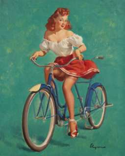 Gil Elvgren (American, 1914-1980)
 The Bicycle Built for Woo, 1947
 Oil on canvas
 30-1/4 x 24 inches (76.8 x 61.0 cm)
 ... | Heritage