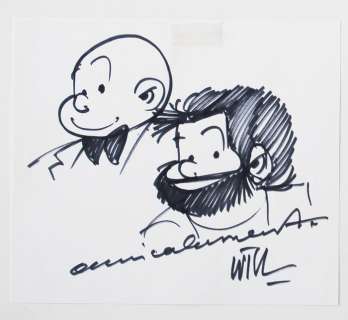 Will (Maltaite, Willy) | Will - Originele opdrachttekening in stift - Baard en Kale - (1975) | Catawiki