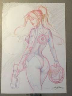 Luca Strati | L. Strati - original art "Samus from Metroid" - Page volante - Exemplaire unique (2021) | Catawiki