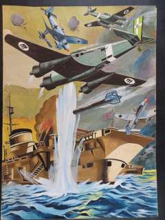 Schipani (Attribuito) | Schipani (Attribuito) - Grande Illustrazione Originale Pittorica "Battaglia Aeronavale" - Page volante - Exemplaire unique | Catawiki