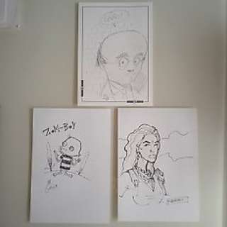 davide fabbri massimo giacon filippo scozzari - Fabbri, Giacon, Scozzari - 3x illustrazioni varie - Page volante - Exemplaire unique