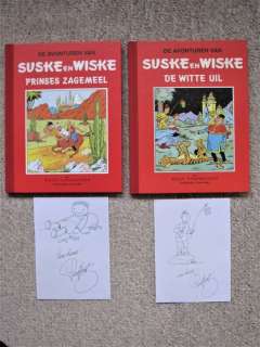 Willy Vandersteen | Suske en Wiske 7 + 9 - Prinses Zagemeel + De Witte Uil - Rode Klassiek Reeks - 2x fraaie pentekening Paul Geerts - Cartonné - Réédition - (1993/1994) | Catawiki