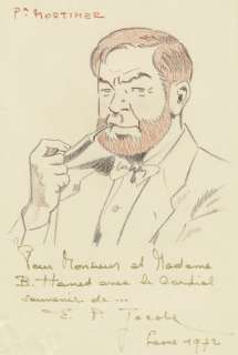 Edgar P Jacobs | Blake et Mortimer, Le professeur Mortimer, dessin original à la mine de plomb et au crayon de couleur réalisé en 1972, dédicacé. | Septimus