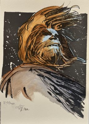EX-LIBRIS CHEWBACCA (STAR WARS) - MISE EN COULEUR PAR ISABELLE RABAROT - SIGNÉ PAR OLIVIER VATINE - VISUEL N°2 | Pulp’s