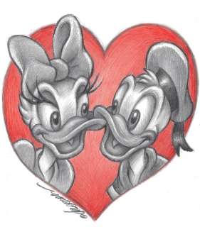 Joan Vizcarra | Donald & Daisy "I Love You So Much" - Original Drawing - Joan Vizcarra - Pencil Art | Catawiki