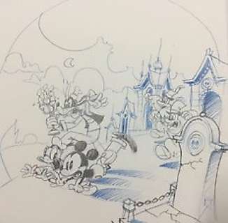 A. Nesme - Alexis Nesme - Dessin original - Horrifikland - Mickey, Donald et Dingo