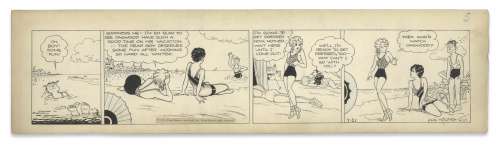 Chic Young Hand-Drawn ’’Blondie’’ Comic Strip From 1933 Titled ’’A Free Soul’’ -- The Bumsteads on Vacation | Nate Sanders