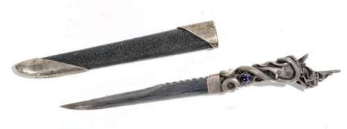 André Lassen (Né En 1949) | André LASSEN Coupe papier. Ã€ lame en acier Damas, le manche Ã  décor&he | Tessier Sarrou