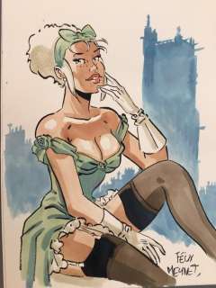 Meynet, Félix | Meynet, Félix - Dessin original couleur - Mirabelle coquine Ã  Paris | Catawiki