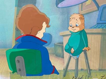 Ruby-Spears Enterprises - Alvin and the Chipmunks (1983 TV series) - 2 x Original animation cels with copy background