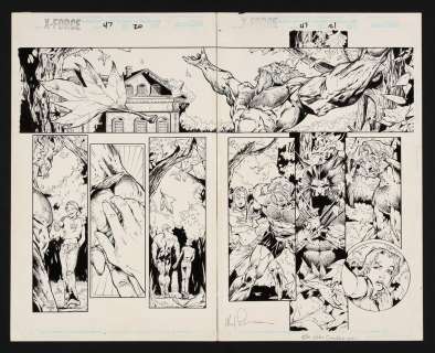 Mark Pennington, Adam Pollina - Original Art from X-Force #47 (1995) Pages 20-21 Pencils by Adam Pollina, Inks by Mark Pennington