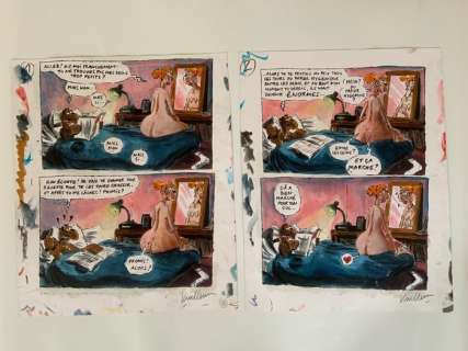 Vuillemin, Philippe | Vuillemin, Philippe - 2x Planche originale couleur - Les Sales blagues de l’Écho | Catawiki