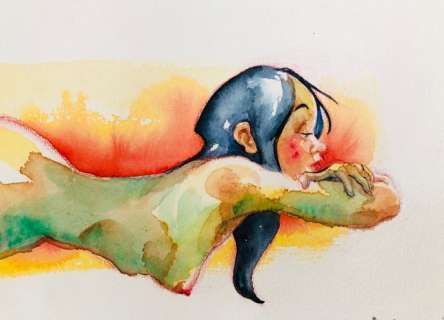 Andrea Nicolucci | Andrea Nicolucci - Acquerello - firmato - Page volante | Catawiki