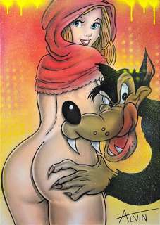 Alvin Silvrants | Sexy Red Riding Hood - Original drawing in colour by Alvin Silvrants | Catawiki