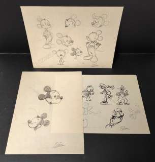 Gigi Simeoni | Studio per Disney - Gigi Simeoni - 3x illustrazioni/studi di personaggi vari - Anni ’90 - Page volante - Exemplaire unique | Catawiki