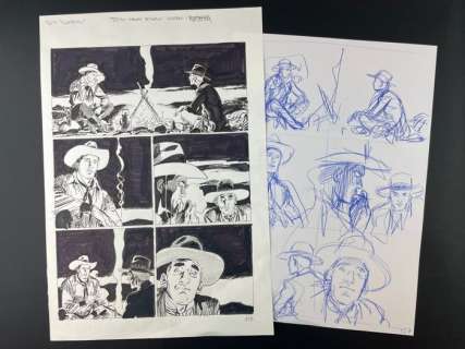 Boselli, Brindisi | Tex - 1x tavola + bozzetto preparatorio "La saga di Coffin" - Page volante - Exemplaire unique - (2019) | Catawiki