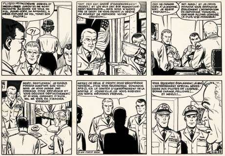 Hubinon | Buck Danny, X-15, demi planche originale à l’encre de chine parue dans le journal Spirou n° 1320 de 1963. | Septimus