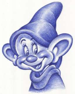 Joan Vizcarra | Dopey [Snow White and the Seven Dwarfs] - Original Drawing - Joan Vizcarra - Pen Art - Original Artwork | Catawiki