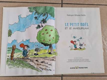 Stibane D’après Franquin | Le petit Noël et le Marsupilami - Avec dessin original - Aquarelle pleine page - Cartonné - EO - (1994) | Catawiki