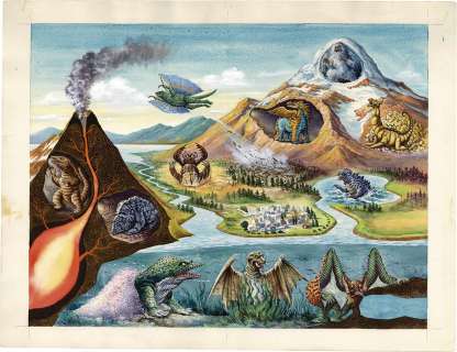 Masami Watanabe Hand-Drawn Color Illustration Kore Ga Kaiju No Sumika Da | Mandarake (Big Web)