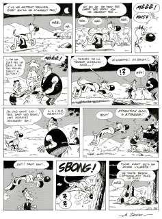 Janvier - Lot 253 - Rantanplan, Le Parrain, planche originale à l’encre de chine.