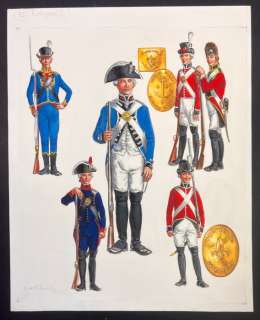 Funcken, Fred & Liliane | Funcken, Fred & Liliane - Dessin original couleur - L’Uniforme & armes des soldats - La Marine Royale - (1969) | Catawiki