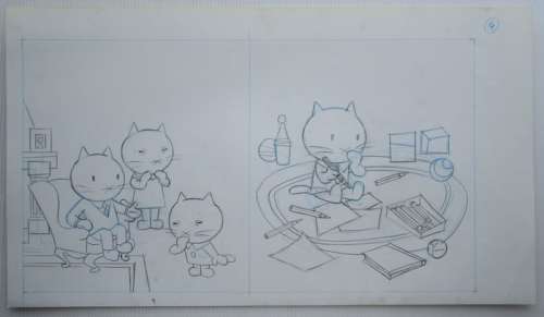 Ray Goossens (Studio) | Ray Goossens (Studio) - MUSTI - Originele pagina (potlood versie) (p.4) - Musti is jarig - (2003) | Catawiki