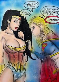 Alvin Silvrants | Wonder Woman and Supergirl weird plastics - Original illustration by Alvin Silvrants | Catawiki