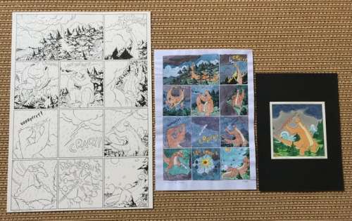 Torres, Daniel | Torres, Daniel - Original page + original colour + original colour drawing - Tom el Dinosaurio - Tom y el rayo. - (2000) | Catawiki