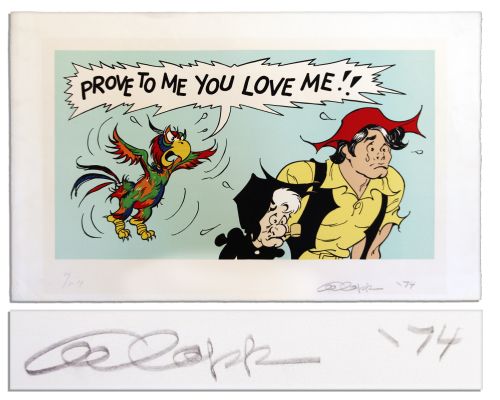 "Li’l Abner" Artist Proof Featuring Li’l Abner & Mammy -- Signed "Al Capp ’74" in Pencil & Numbered "20/30 AP" -- Measures 36.5" x 22.5" -- Very Good -- From the Al Capp Estate | Nate Sanders