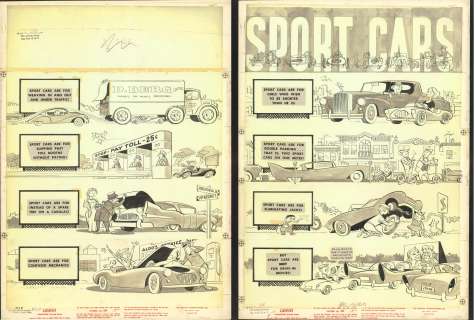Clarke /(Wha’ For Sports Cars) MAD #38, Orginal Art (March, 1958) | Russ Cochran