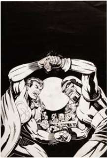 Jack Kirby and Greg Theakston Super Powers #6 Superman and Darkseid Cover Original Art (DC, 1986).  Darkseid -