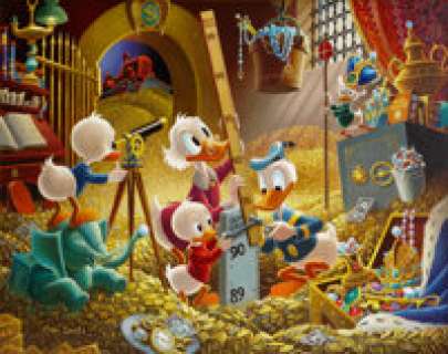 Carl Barks An Embarrassment of Riches Oil Painting Original Art (1983). The "money bin" paintings -