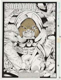 Rob Liefeld X-Force #4 Splash page 1 Original Art (Marvel, 1991). Terrorists Black Tom Cassidy and Juggernaut -