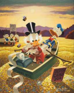 Carl Barks Only a Poor Old Duck Painting Original Art (1974). Uncle Scrooge transfers all his hard cash to the - | Heritage
